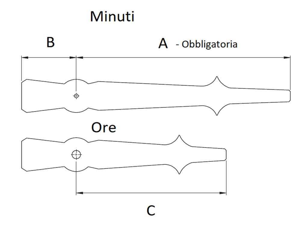 Bar Shape Clock Hands for Dials up to 2.5 Meters in Diameter