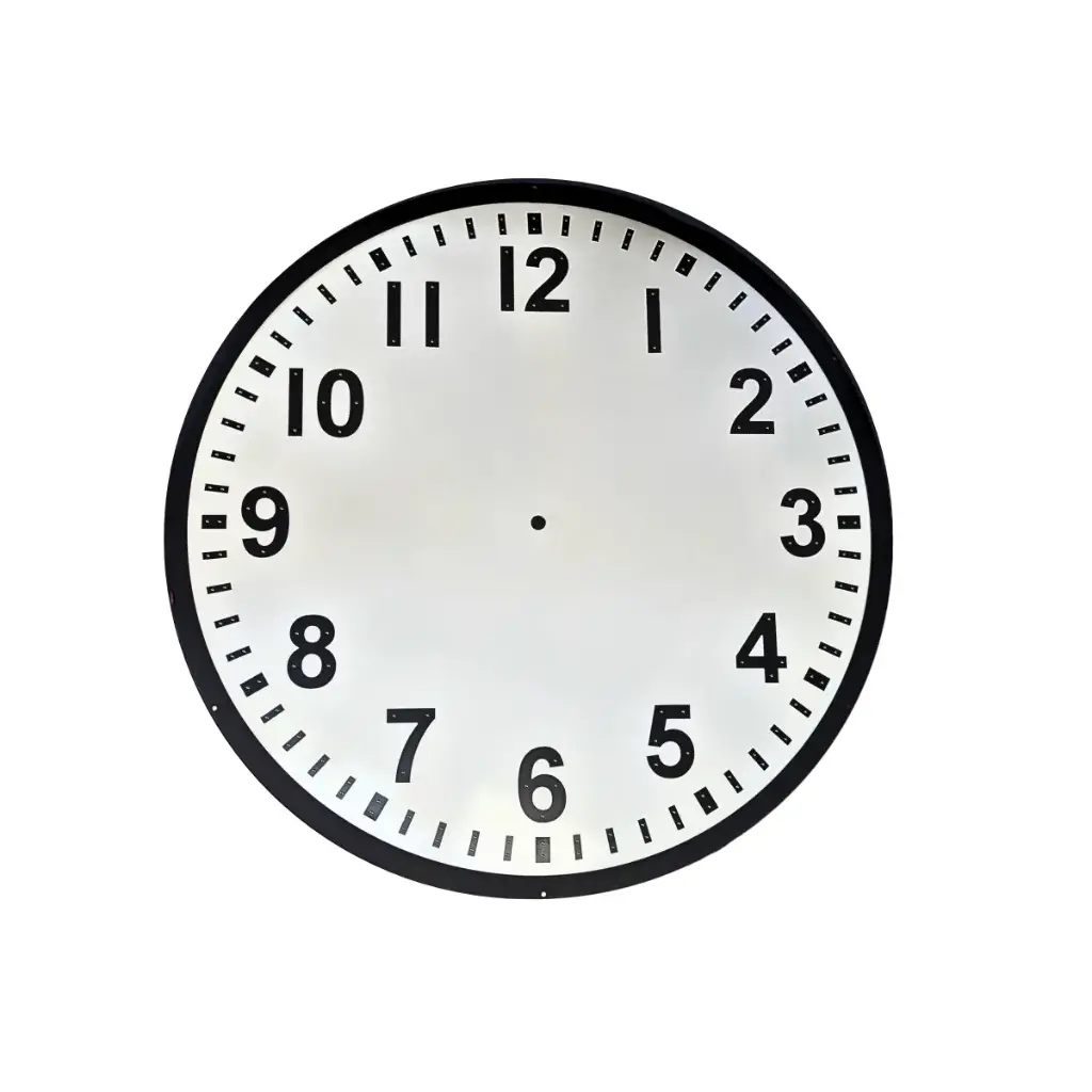 Quadrante Ø1500 mm in alluminio verniciato – numeri applicati – cornice nera