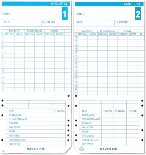 [TIM8504001] ER2100 Time Cards for Time Recorders